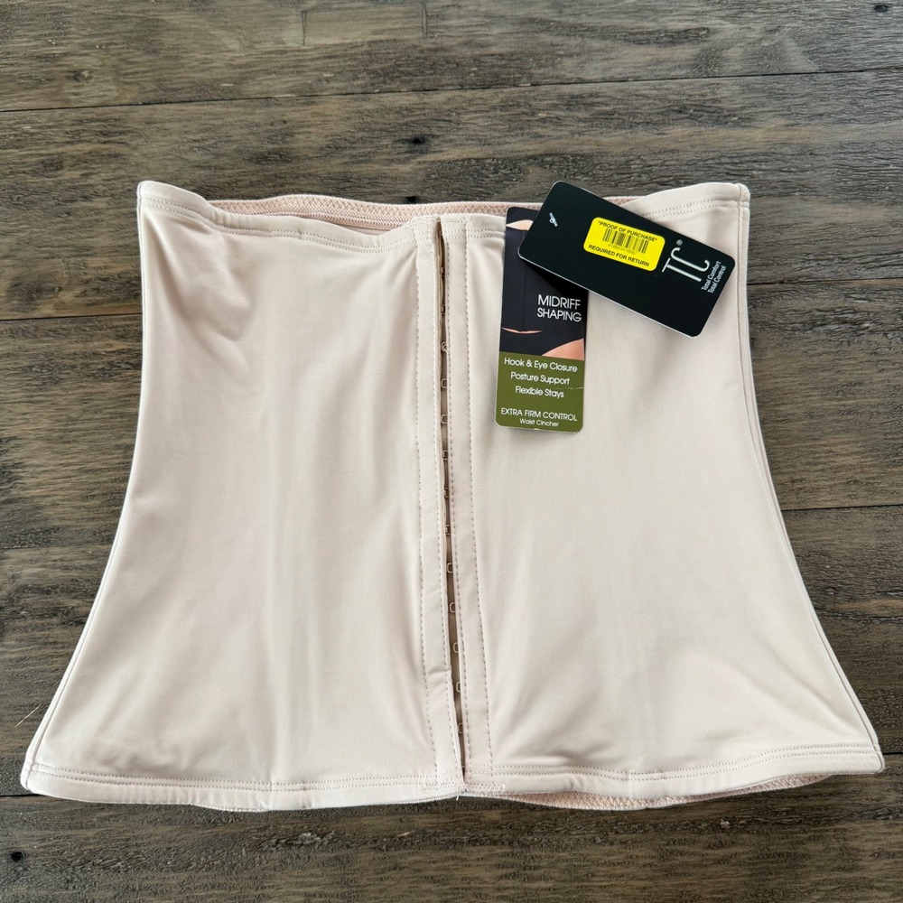 TC Fine Shapewear Extra Firm Control Waist Cincher Nude 4078 Large New